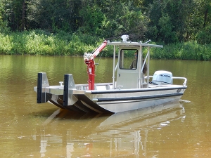 20 ft Push Work Boat Model 2072 with Crane Lift