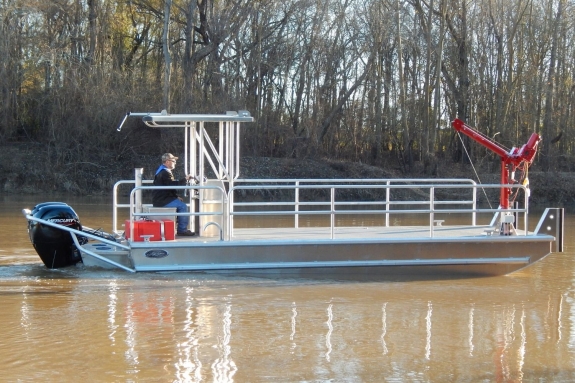 24 ft Deck Barge Model 24102 with Electric Davit Crane